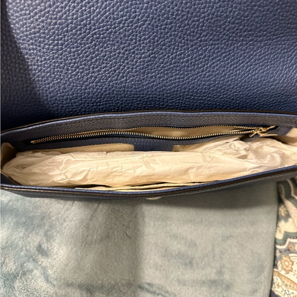 100% Authentic Gucci Pebbled Calfskin Medium Soho Flap Crossbody Periwinkle - Picture 12 of 13